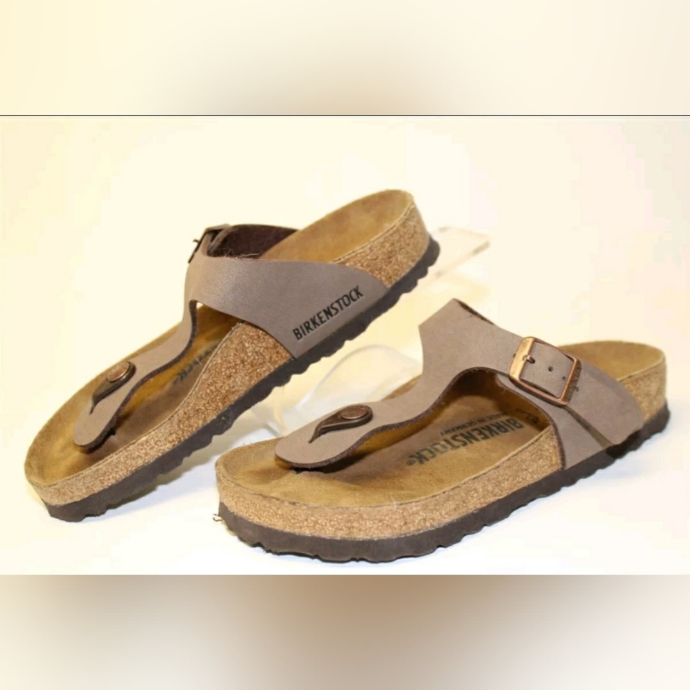Like NEW Birkenstock Germany Made Gizeh Womens 4 35 Brown Birko-Flor Sandal Shoe